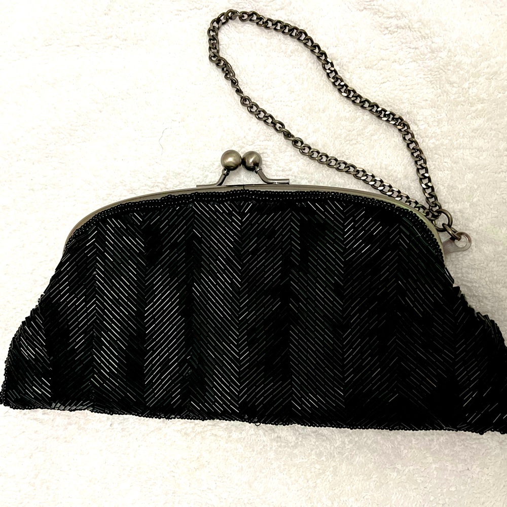 Black beaded evening bag